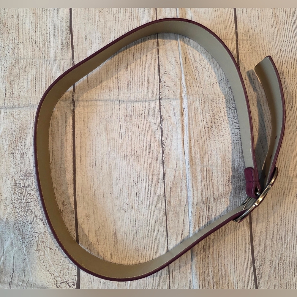 Nine West Vintage Belt Size Large Synthetic Leather Plum Burgundy Western Style - Picture 6 of 6